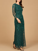 High Neck, Long Sleeve Beaded Gown | 28889