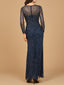 Illusion Neck, Long Sleeve Beaded Gown
