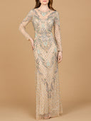 Long Sleeve Beaded Gown