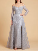 Lara 28905 - Off Shoulder Overskirt Gown