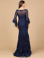 Illusion Neck, Long Bell Sleeve Gown