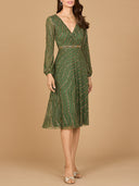 Beaded Midi Dress with Long Sleeves