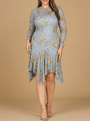 Beaded Midi Dress with Asymmetrical Hem