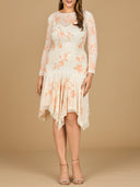 Beaded Midi Dress with Asymmetrical Hem