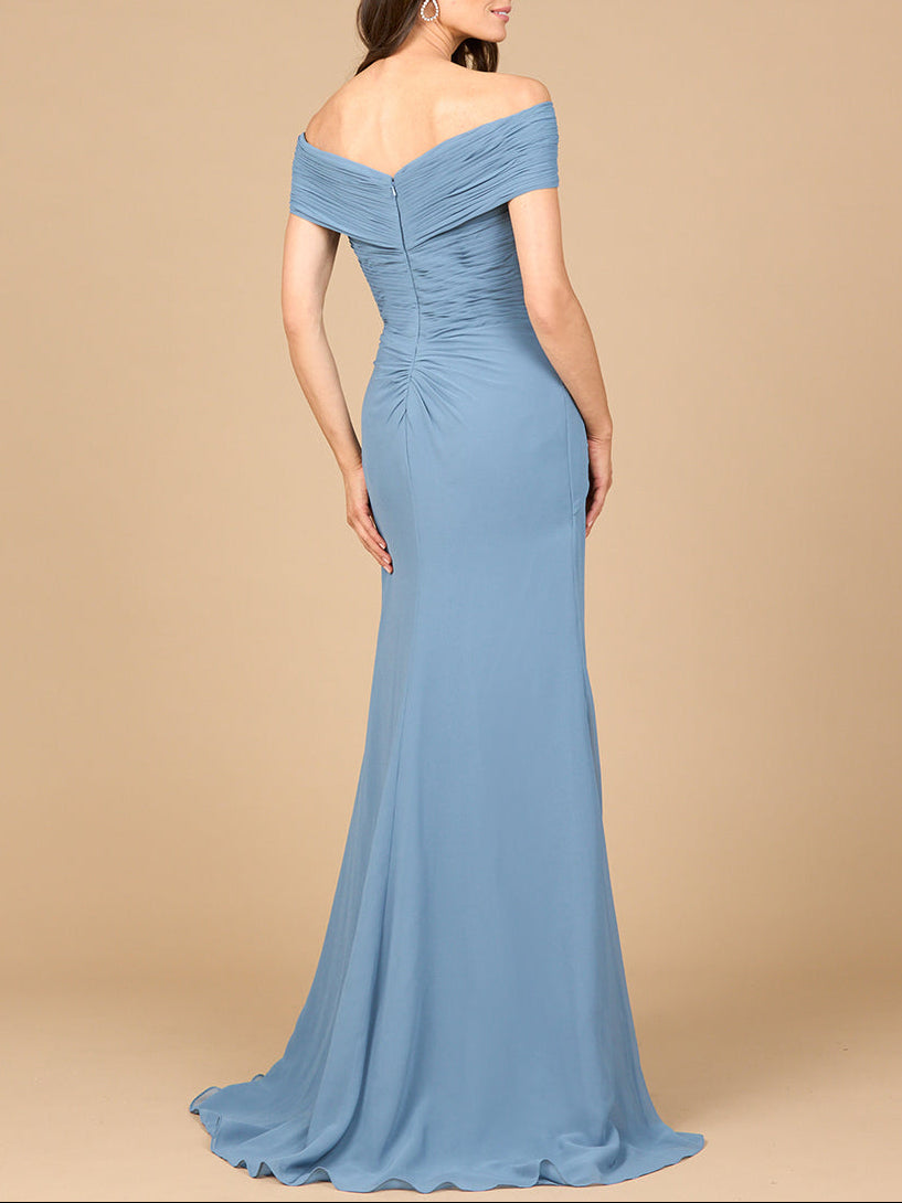 Off Shoulder Elegant Chiffon Gown Wisteria / 24
