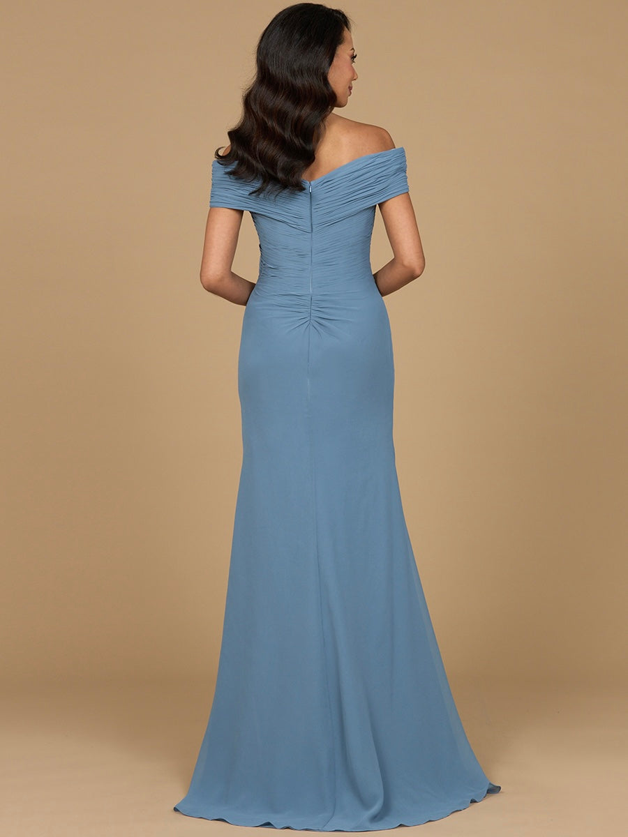 Lara 28912 - Off Shoulder Elegant Chiffon Gown