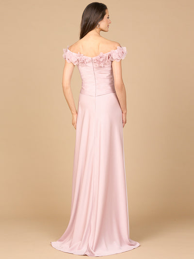 Lara 28917- Off Shoulder Satin Gown