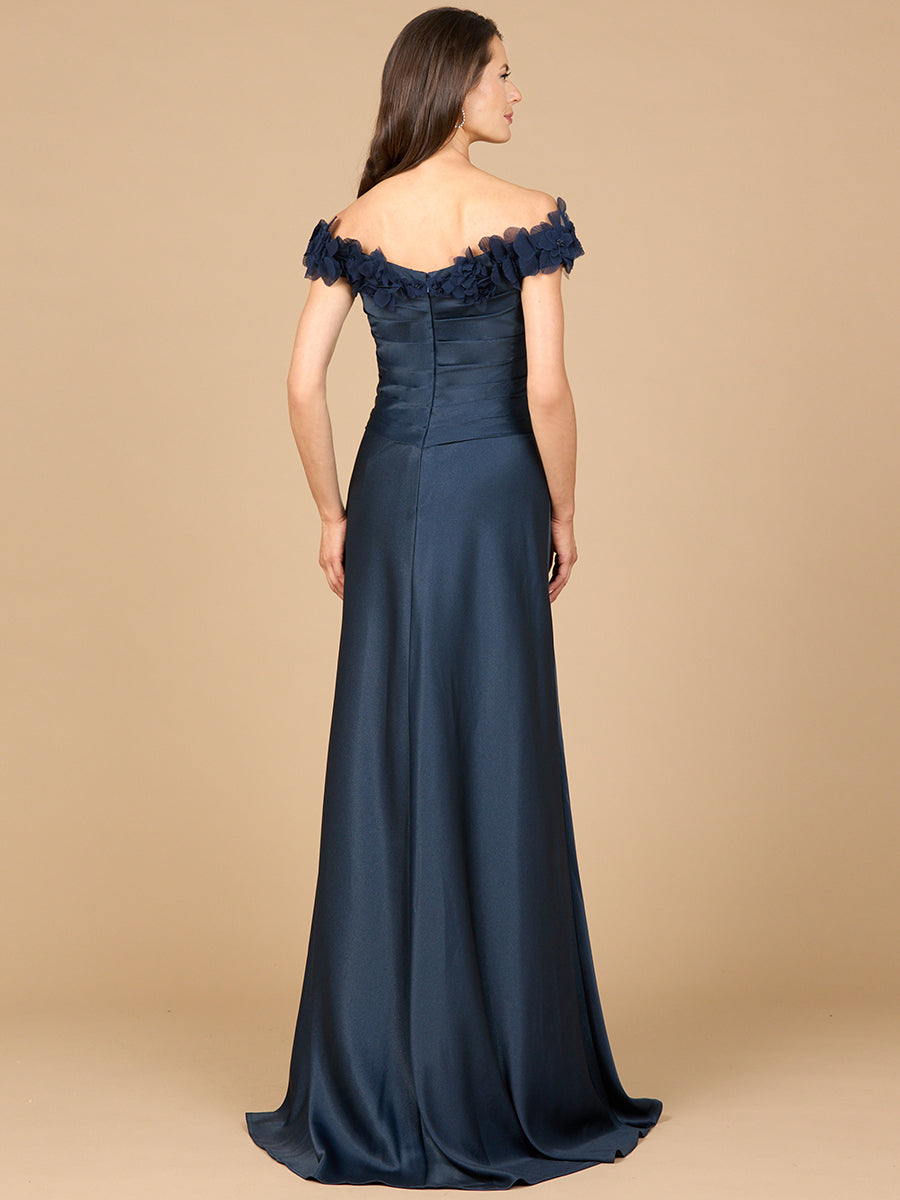 Lara 28917- Off Shoulder Satin Gown