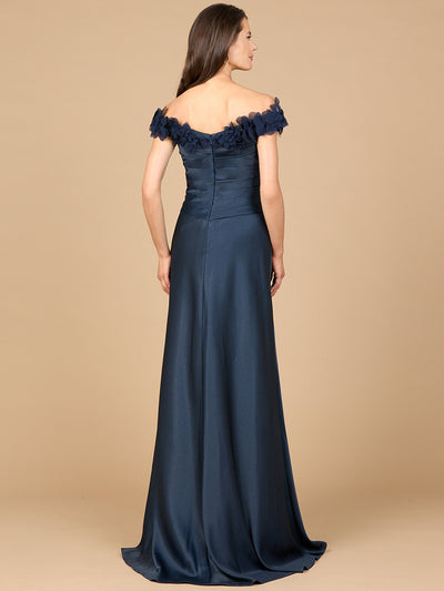 Lara 28917- Off Shoulder Satin Gown