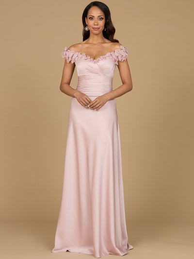 Lara 28917- Off Shoulder Satin Gown