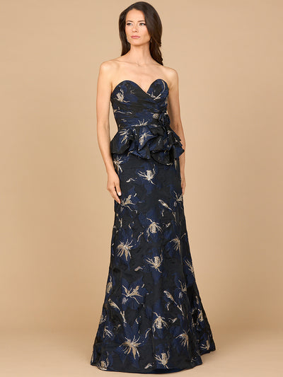 Lara 28918 - Strapless Brocade Gown with Bolero