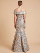 Off Shoulder Brocade Mermaid Gown