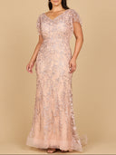 Cap Sleeve Mermaid V-neck Gown