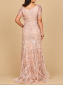 Cap Sleeve Mermaid V-neck Gown