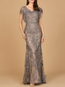 Cap Sleeve Mermaid V-neck Gown