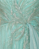 Long Sleeve V-Neck Gown with Drape