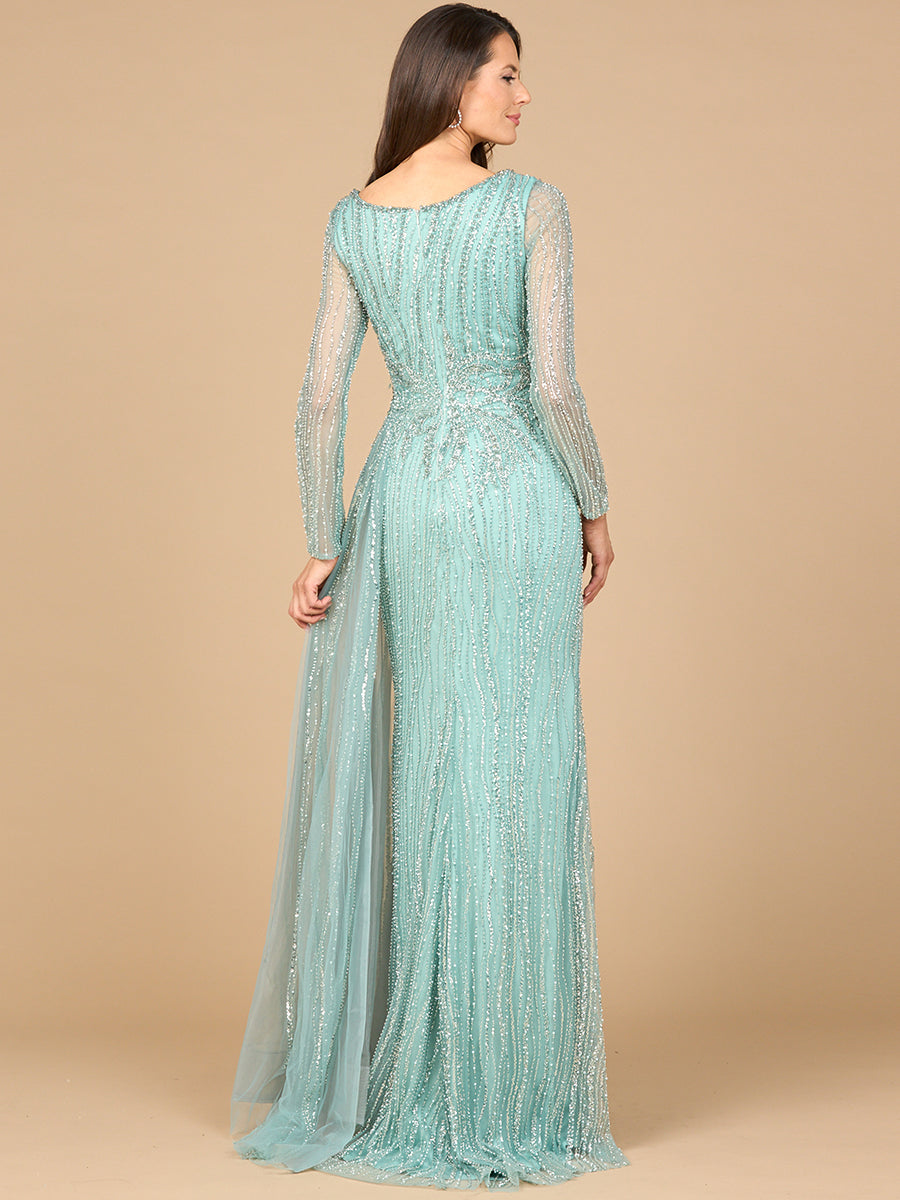 Lara 28934 -  Long Sleeve V-Neck Gown with Drape