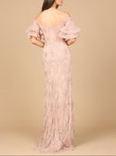 Off Shoulder Mermaid Gown with Tiered Sleeves