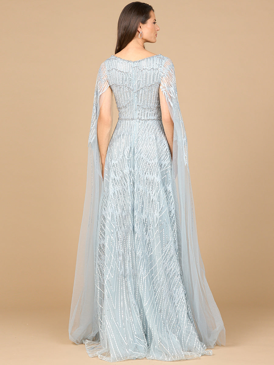 Lara 28937 -  Embellished Gown with Cape Sleeves