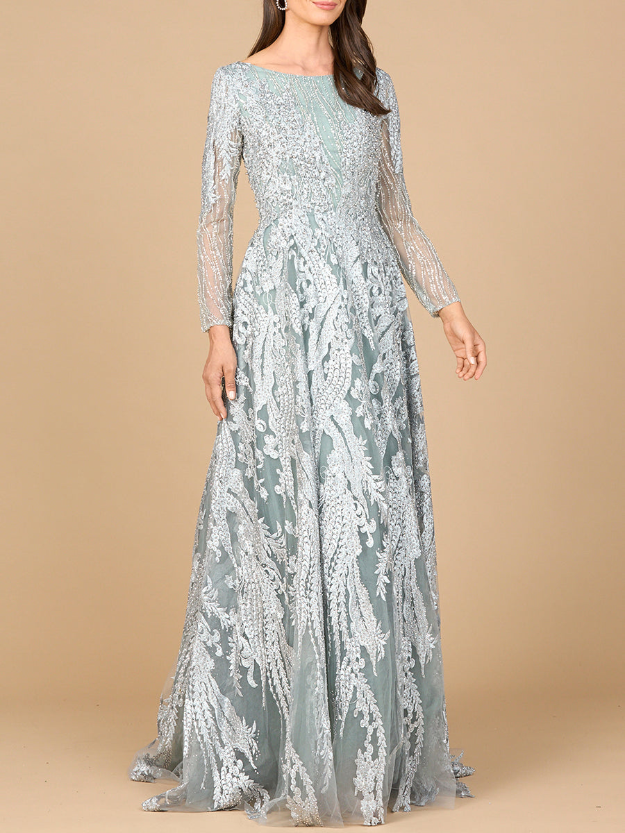 Lara 28939 -  Long Sleeve, Modest Beaded Gown