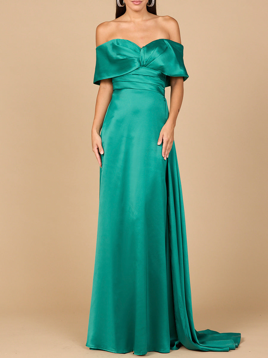 Lara Women's Off Shoulder Satin Dress - Dark Green Lara Women's Off Shoulder Satin Dress - Dark Green