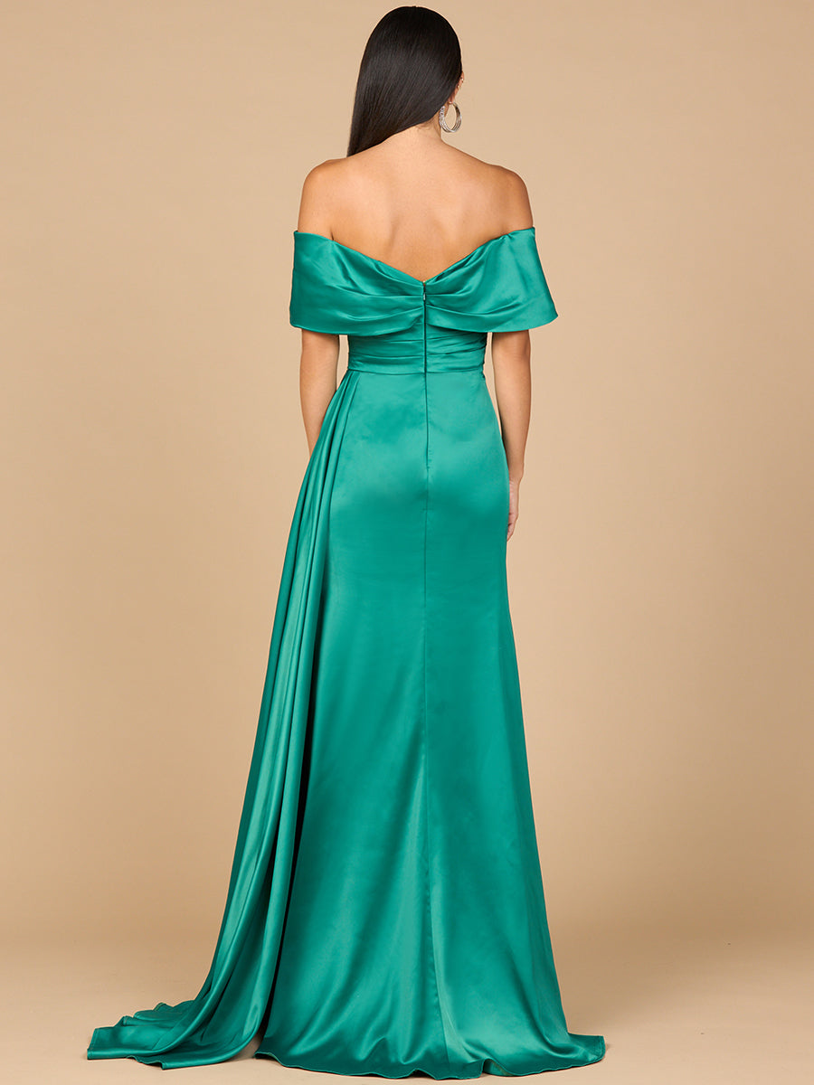 Lara 28945 - Off Shoulder Satin Dress