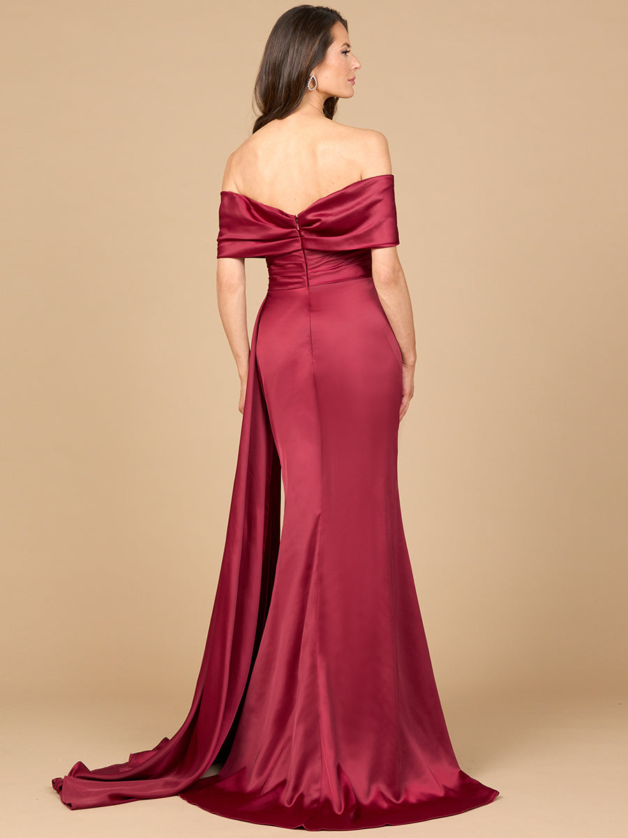 Lara 28945 - Off Shoulder Satin Dress