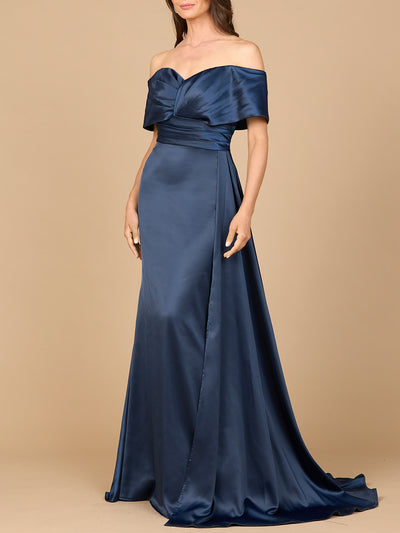 Lara 28945 - Off Shoulder Satin Dress