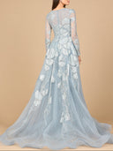 Long Sleeve Lace Gown with Overskirt