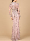 Mandarin V-Neck Gown with Long Sleeves