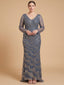 Lara 28949- Long Sleeve V-Neck Sheath Gown