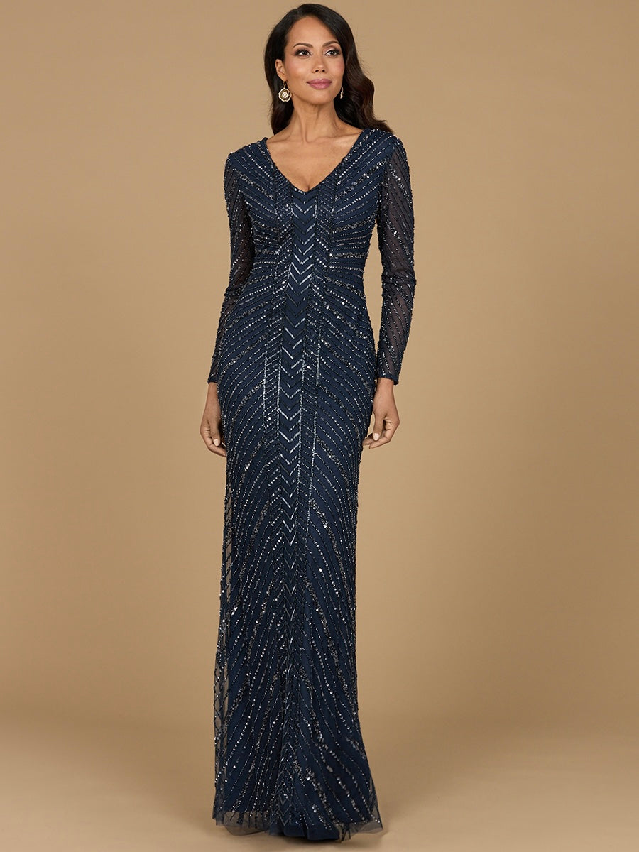 Lara 28951 - Long Sleeve Beaded Gown