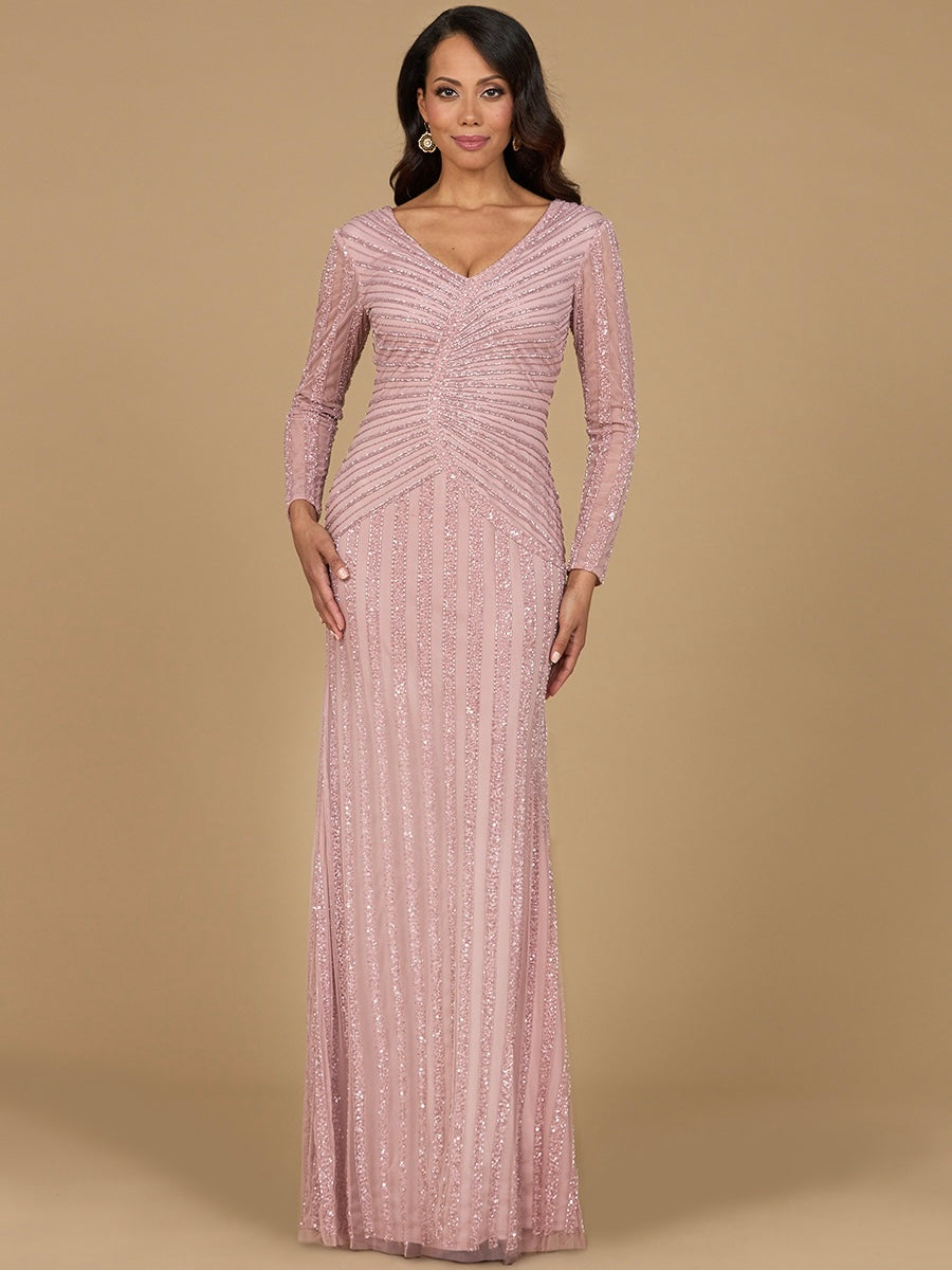 Lara 28953 - Long Sleeve Beaded Gown