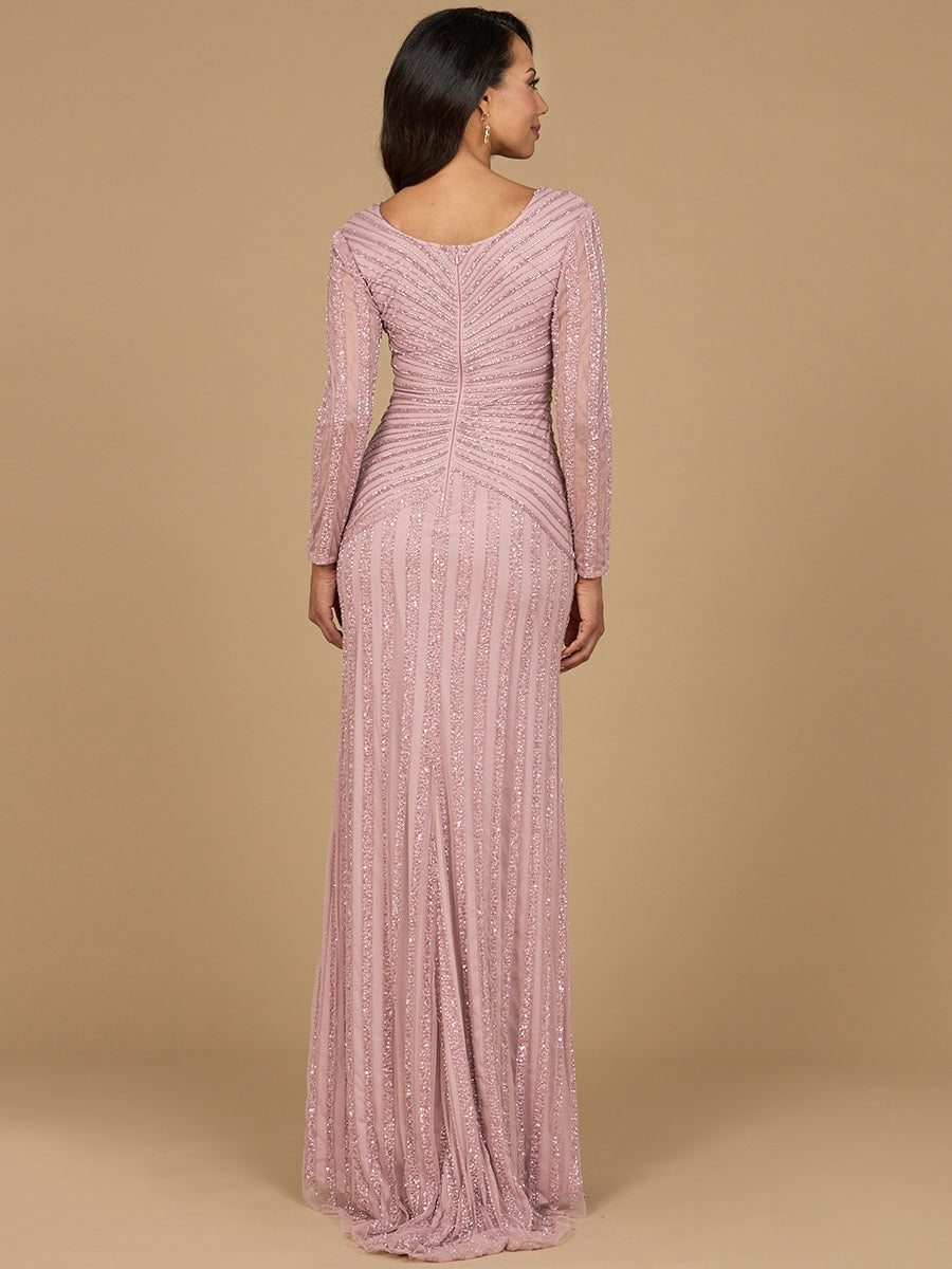 Lara 28953 - Long Sleeve Beaded Gown