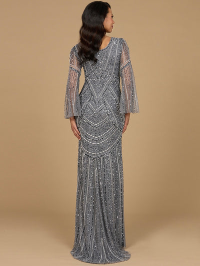 Long Sleeve Beaded Gown