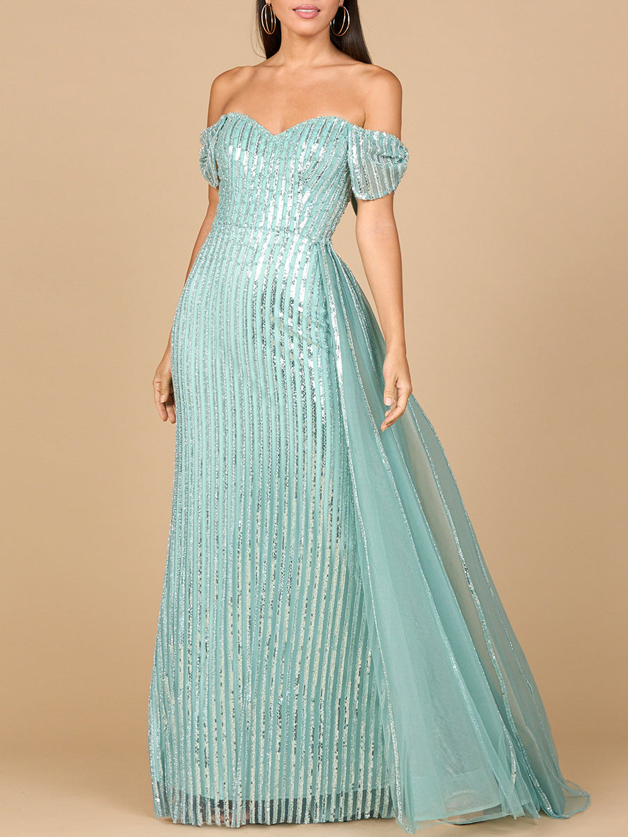 Lara 28959 - Off Shoulder Fitted Gown