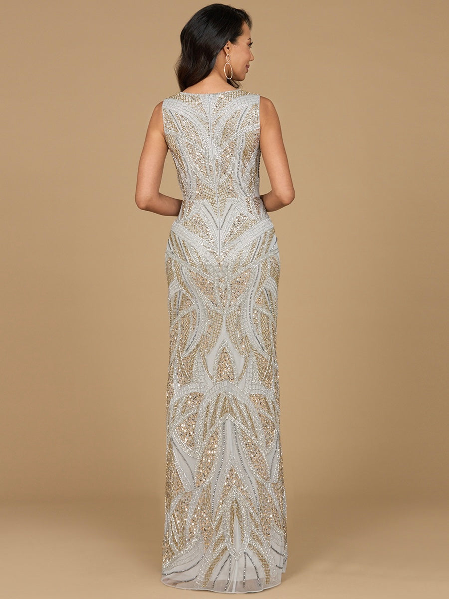 Lara 28971 - Beaded V-Neck Gown