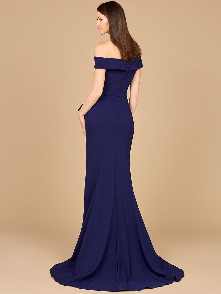 Lara 28981 - Off Shoulder Knit Jersey Dress with Slit