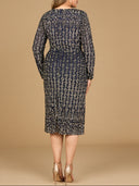 Beaded Midi Dress with Long Sleeves