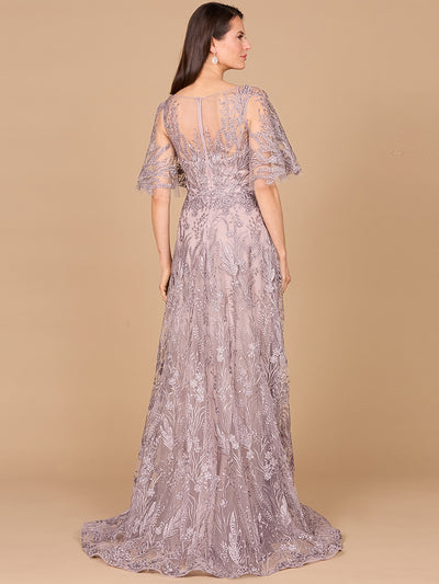 Lara 28985 - Modest, Cape Sleeve A-line Gown