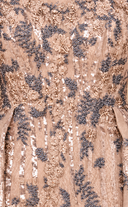 Long Sleeve Scoop Neck Lace Gown with Overskirt