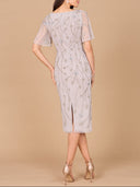 Beaded Midi Dress with Cape Sleeves