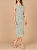 Beaded Midi Dress with Cap Sleeves
