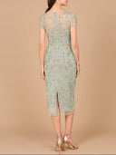 Beaded Midi Dress with Cap Sleeves