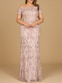 Off Shoulder Mermaid Gown with Short Sleeves