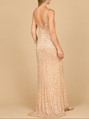 Lara 29004 - Fitted Beaded Gown with Spaghetti Straps