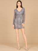 Long Sleeve V-Neck Cocktail Dress