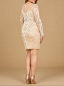 Long Sleeve Cocktail Dress with V-Neckline