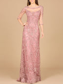 Detachable Half Sleeve Lace Sheath Gown
