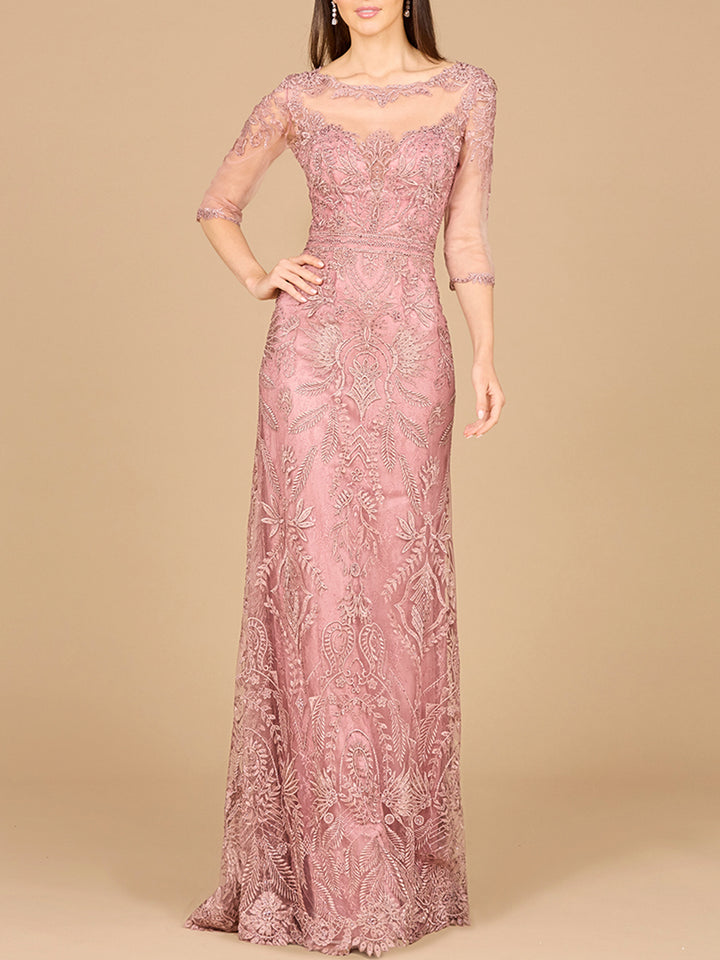 Lara anastasia lace gown with flutter sleeves best sale